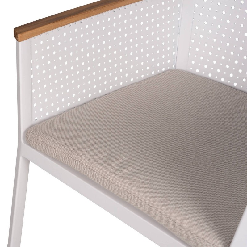 Silla de aluminio blanco y brazos de teca 59x63x81cm
