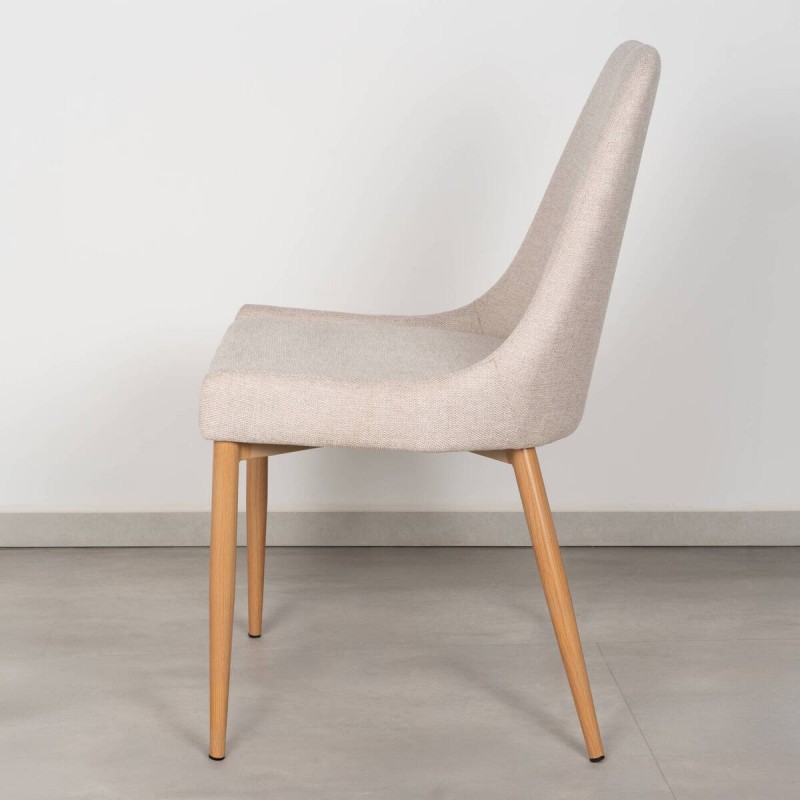 Silla evora beige con patas de hierro roble 49x58x87cm
