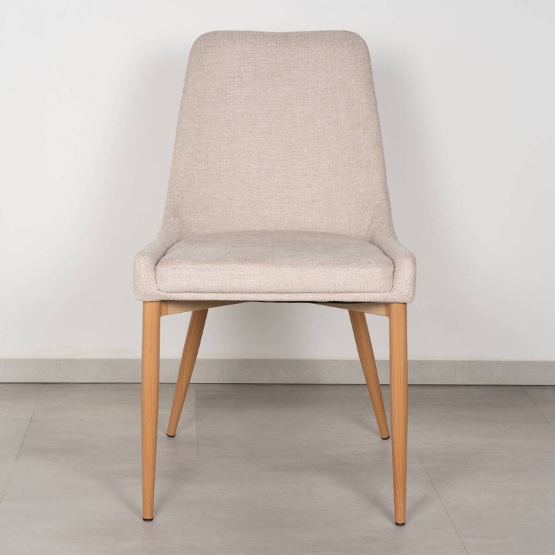 Silla evora beige con patas de hierro roble 49x58x87cm