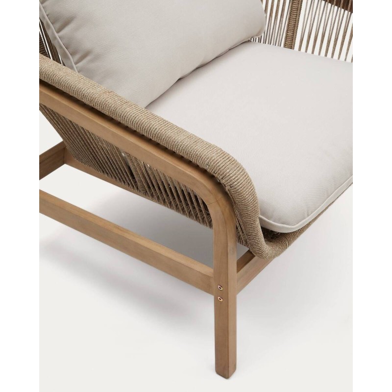 Set vellana sofá 3 plazas, 2 sillones y mesa de centro madera maciza acacia