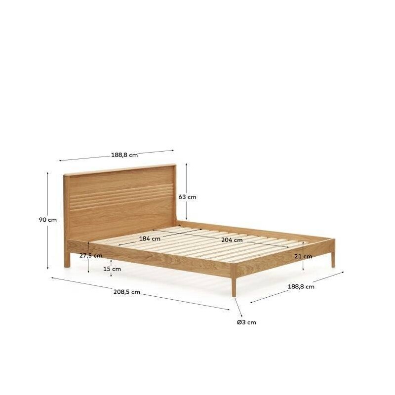Lenon bed made of wood and oak veneer for a 180 x 200 cm mattress FSC MIX Credit