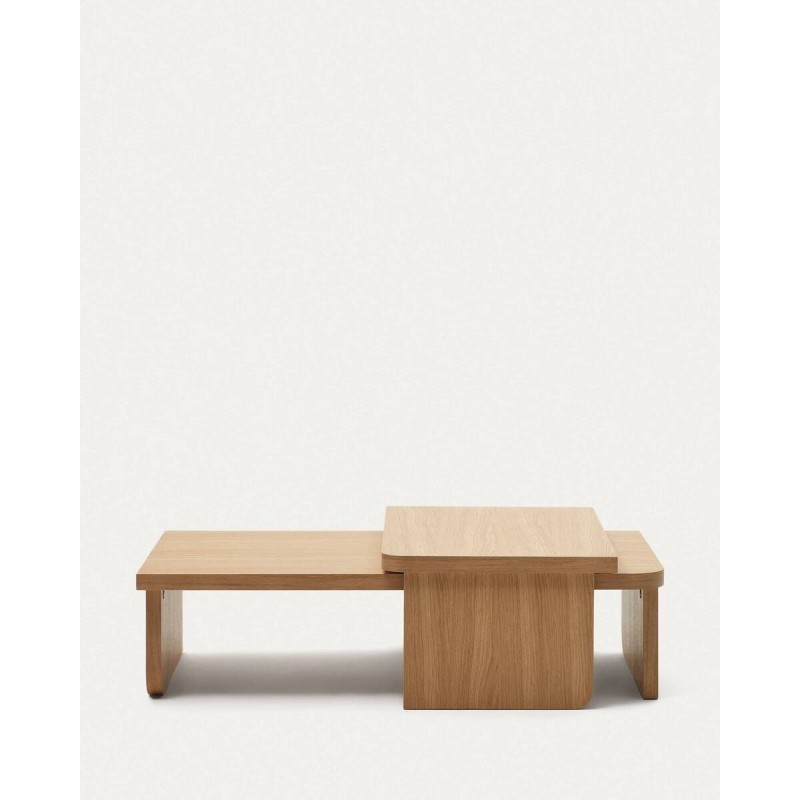 Oaq set of 2 oak veneer coffee tables with natural finish FSC Mix Credit