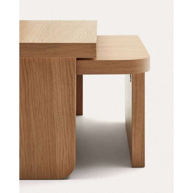 Oaq set of 2 oak veneer coffee tables with natural finish FSC Mix Credit