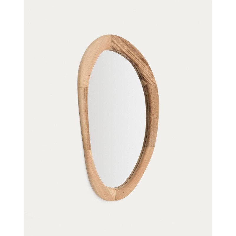 Selem mirror made of mungur wood with a natural finish, 60x107cm