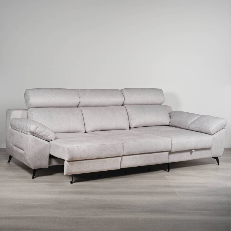 Tajo sofa 295 cm with sliding right chaise longue and reclining headrests