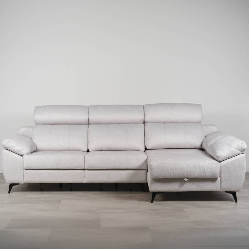 Sofá Tajo 295 cm con chaise longue derecho deslizante y cabezales reclinables