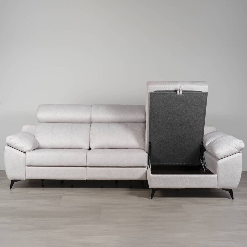 Sofá Tajo 295 cm con chaise longue derecho deslizante y cabezales reclinables