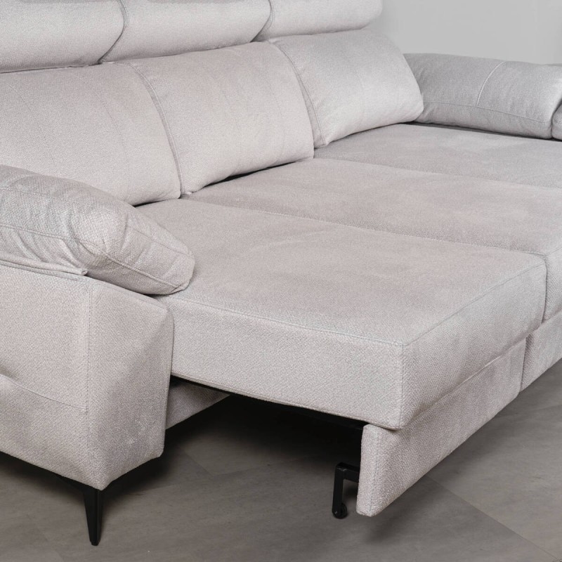 Tajo sofa 295 cm with sliding right chaise longue and reclining headrests