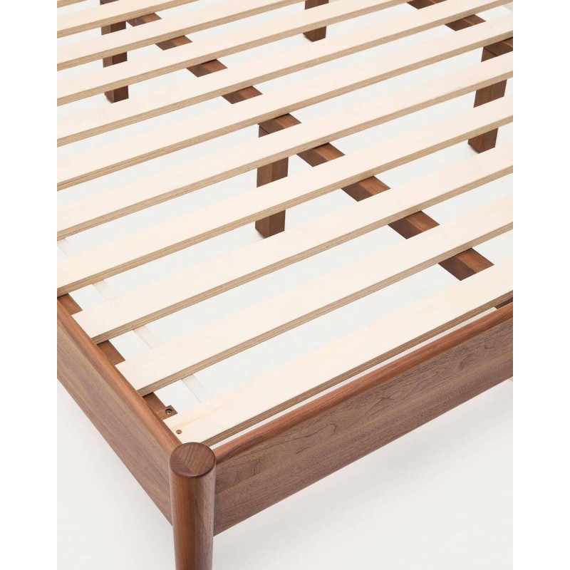 Elan bed made of veneer and walnut wood with rope, 180x200cm