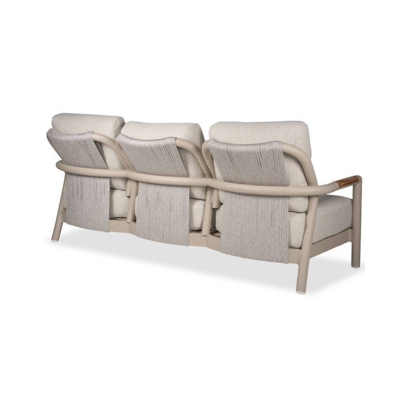 Sofa cambridge 3 plazas aluminio taupe y cuerda entrelazada 208x83x80cm