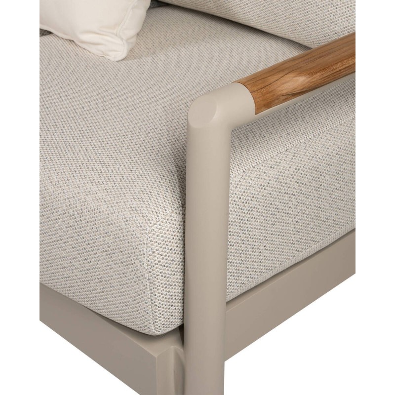 Sofa cambridge 3 plazas aluminio taupe y cuerda entrelazada 208x83x80cm