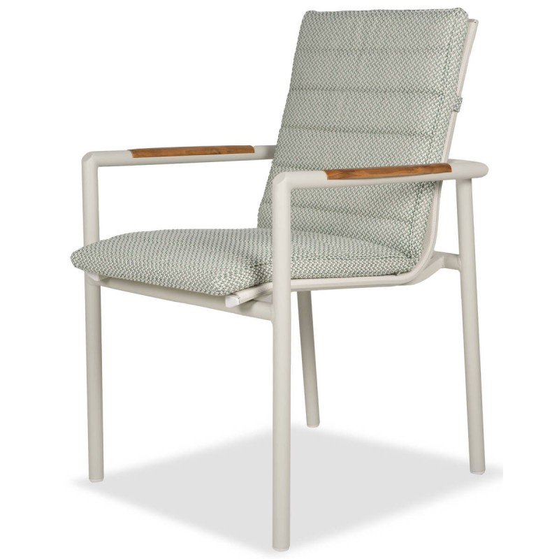 Tamarama chair, aluminum, cream, green beige fabric, 59x66x90cm