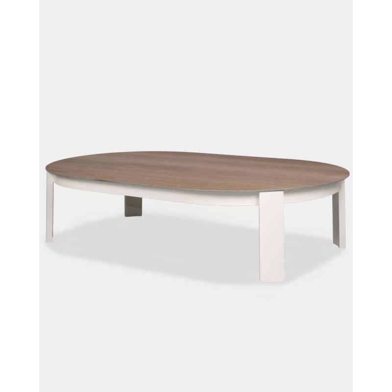 Mesa de centro de exterior ripple de aluminio blanco 121x76x30cm