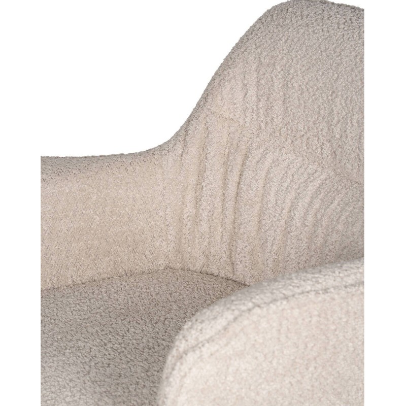 Silla giratoria ola de borreguito beige y patas cruzadas de metal negro 60x58x84cm