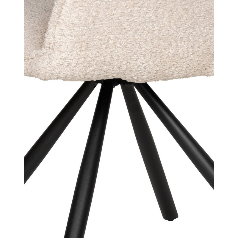 Silla giratoria ola de borreguito beige y patas cruzadas de metal negro 60x58x84cm