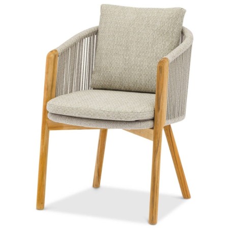 Silla de exterior haven de teca y cuerda arena 58x66x85cm
