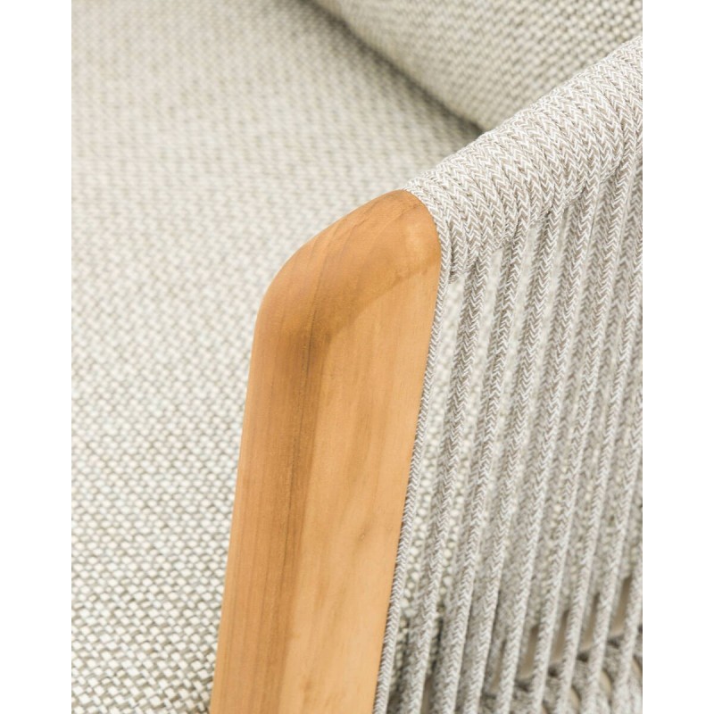 Silla de exterior haven de teca y cuerda arena 58x66x85cm