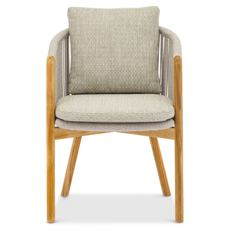 Silla de exterior haven de teca y cuerda arena 58x66x85cm