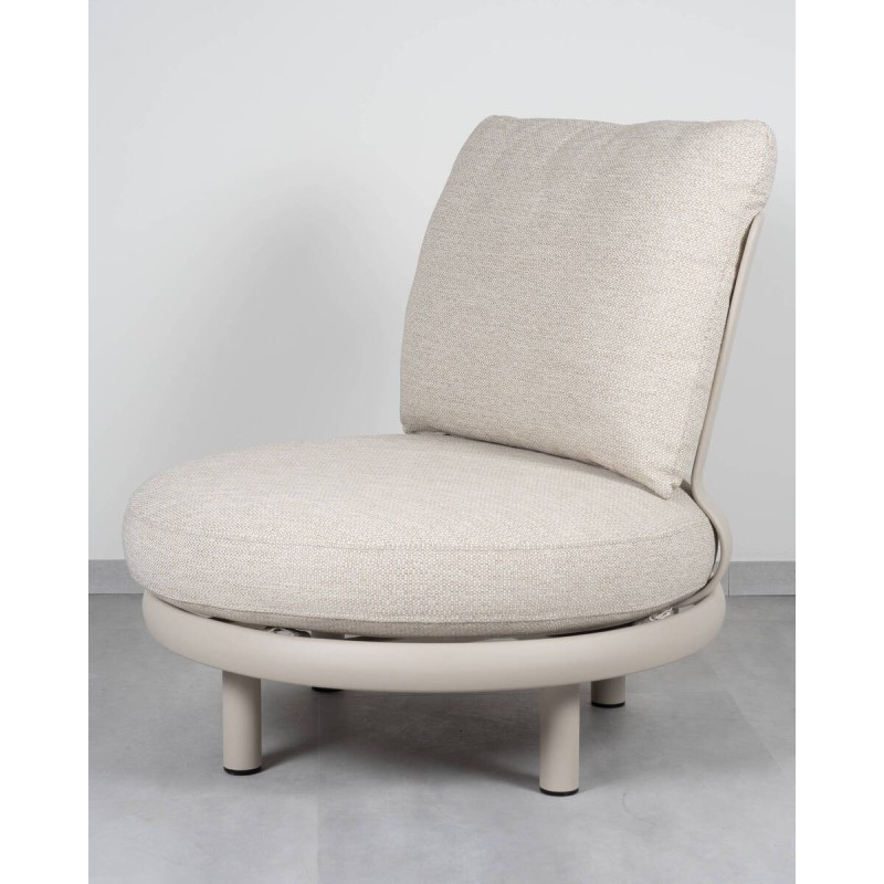 Cloud Round beige armchair, aluminum frame
