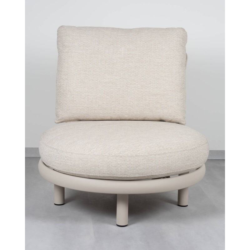 Cloud Round beige armchair, aluminum frame