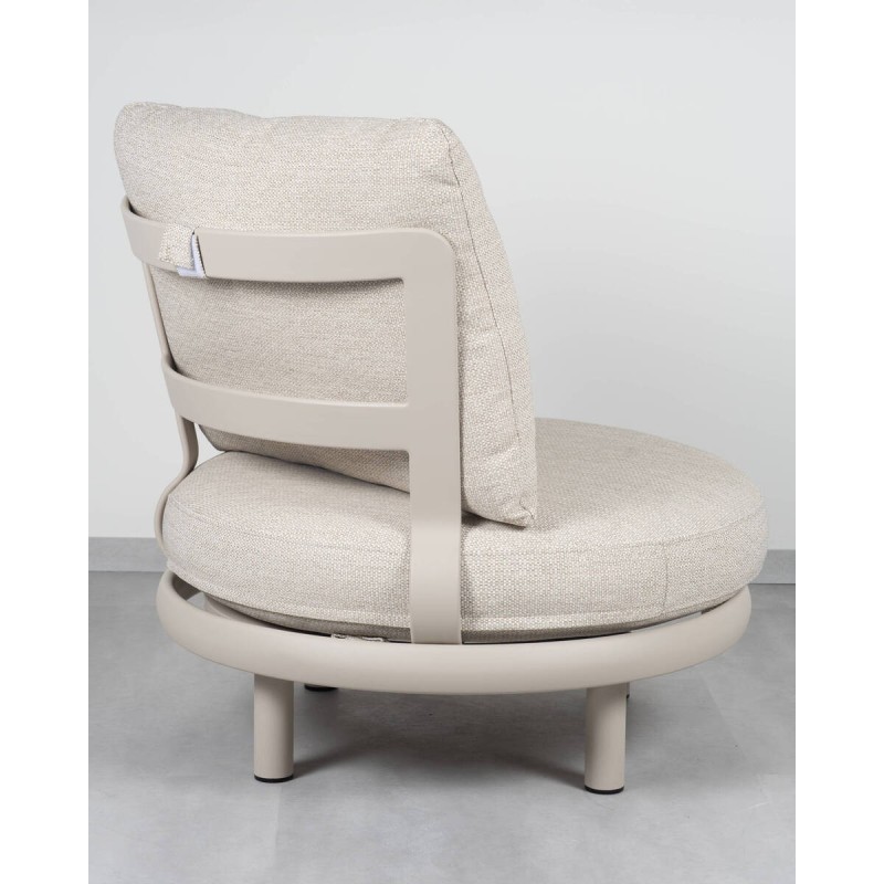 Cloud Round beige armchair, aluminum frame