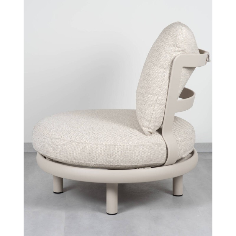 Cloud Round beige armchair, aluminum frame