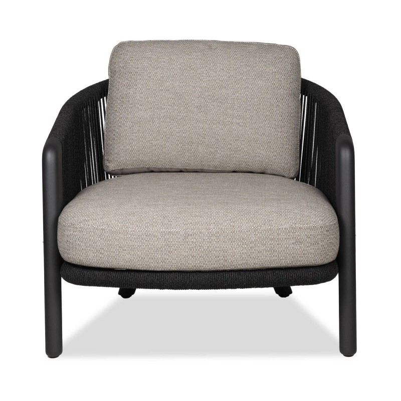 Haven outdoor armchair in charcoal aluminum with grey cushion, 81x88x80cm