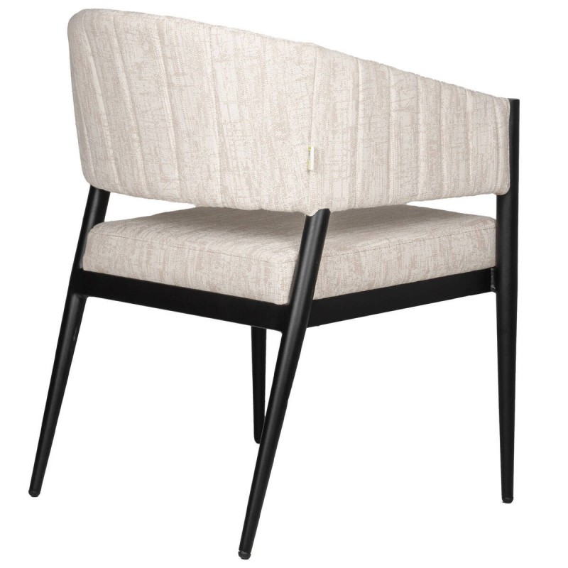 Silla ambra de aluminio negro y textil beige 60x60x80cm