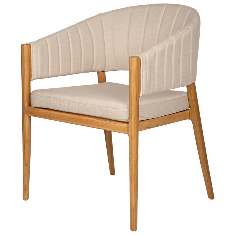 Silla ambra de madera de teca y textil beige 60x60x80cm
