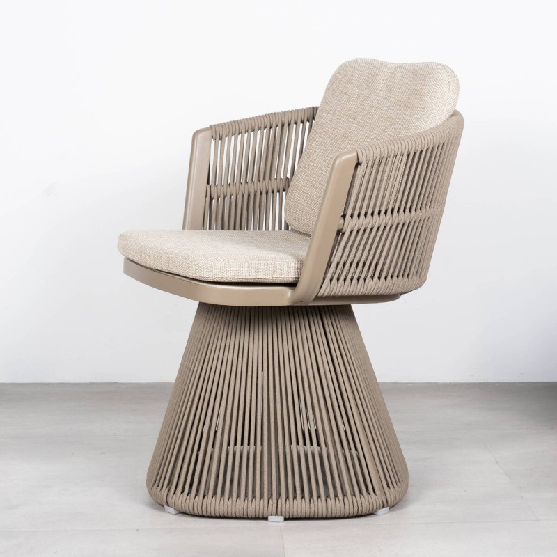 Marrakech Outdoor Swivel Chair, Taupe Aluminum and Rope