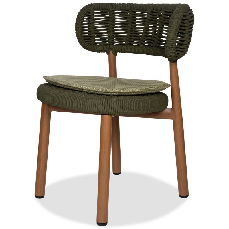 Laguna outdoor chair made of aluminum and interwoven rope, olive green, 57x57x76cm