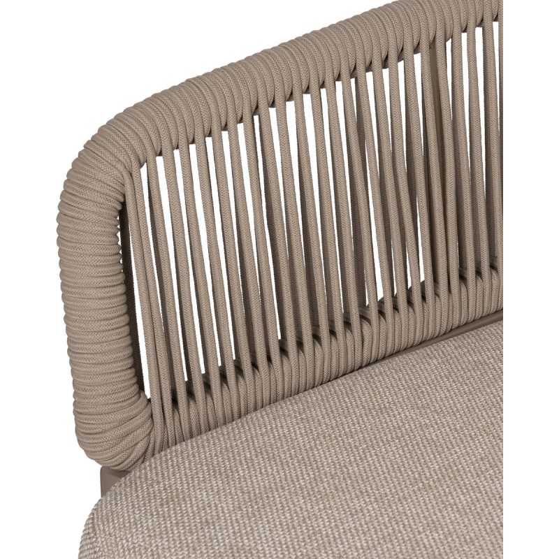 Sofá Cayenne chaiselongue derecho exterior de aluminio taupe y cuerda 310x90x81cm