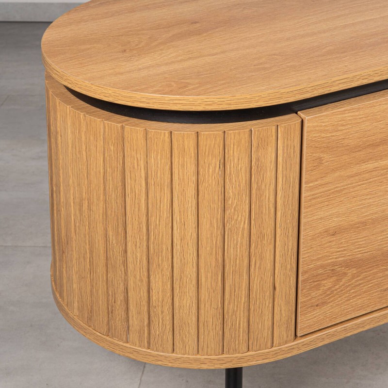 Mueble TV Jade Acabado Roble Acanalado y Patas Negras 200 cm