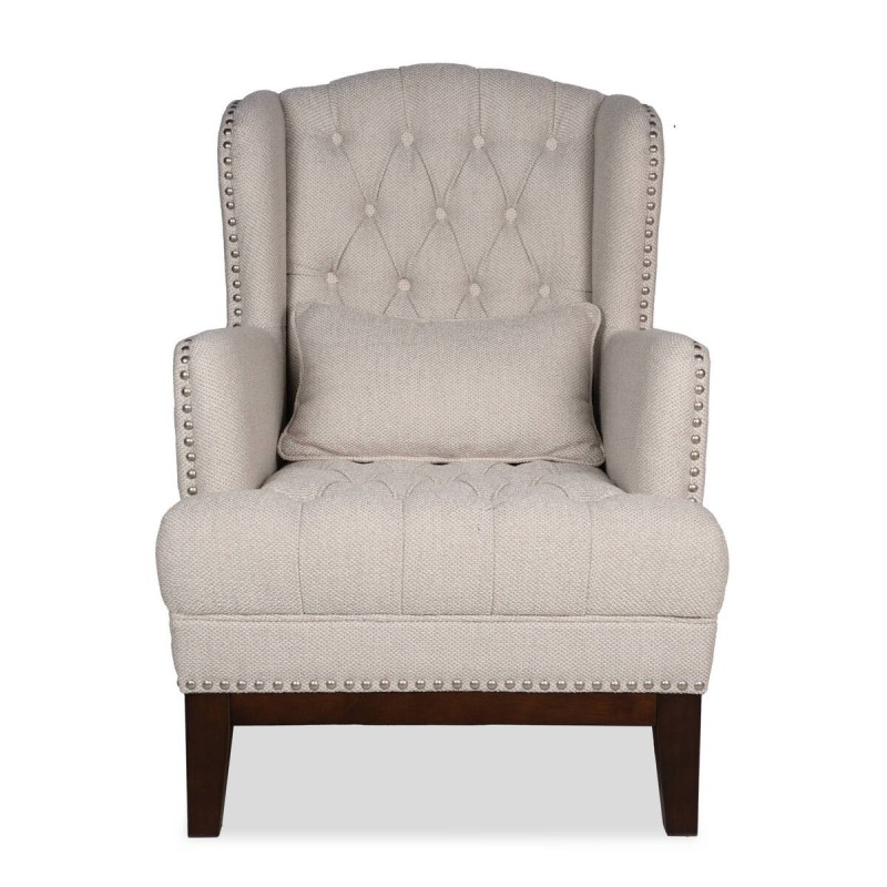 Sillón versalles marfil con patas de pino 75x85x106cm