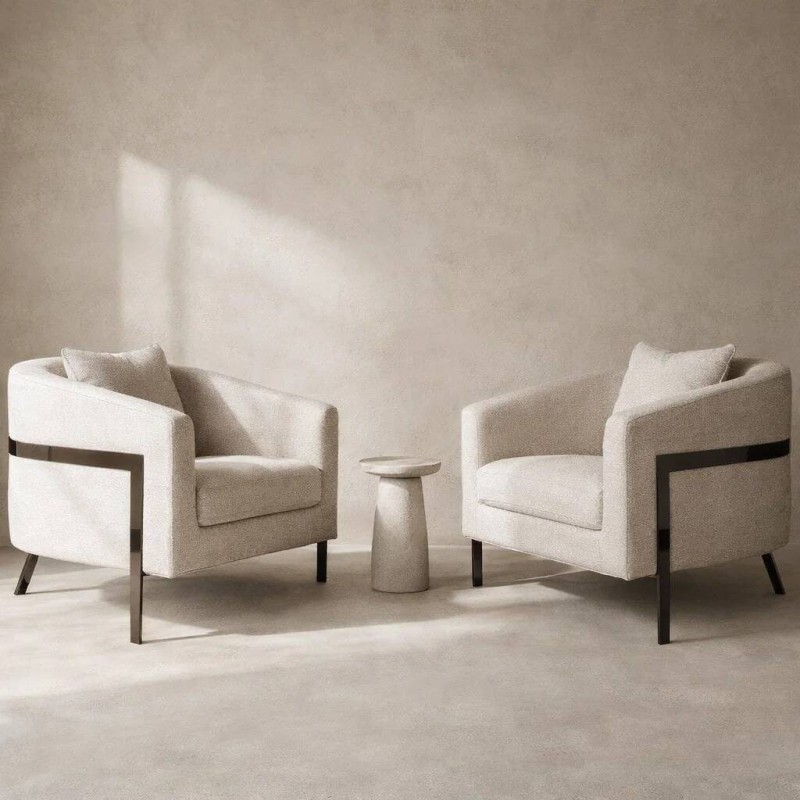 Sillón atlanta con motivo triángulos y estructura de metal 80x82x79cm