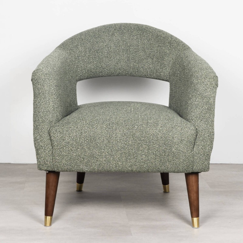 Aurora armchair in olive green with pine legs and gold details 78x74x80cm