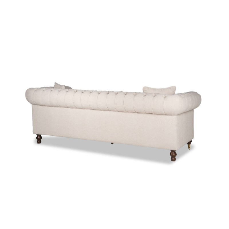 Sofá silhouette beige con ruedas delanteras capitoné y tachuelas 229x96x76 cm