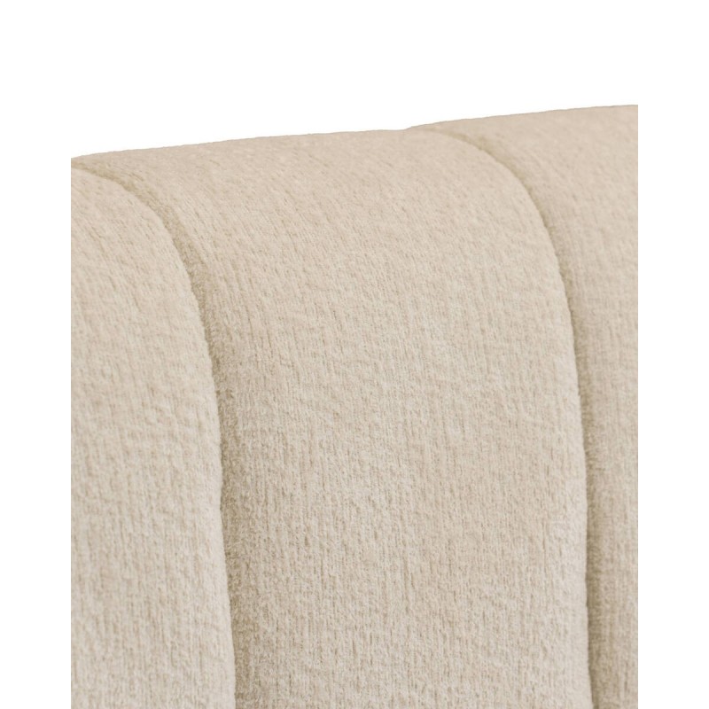 Beige upholstered bed with padded headboard 180x200