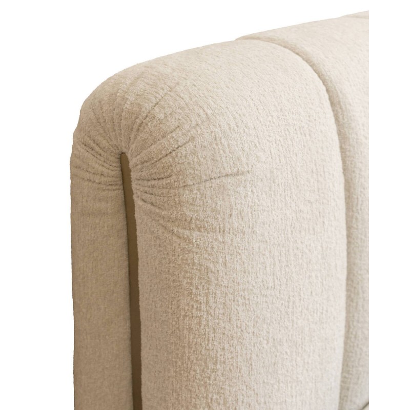 Beige upholstered bed with padded headboard 180x200