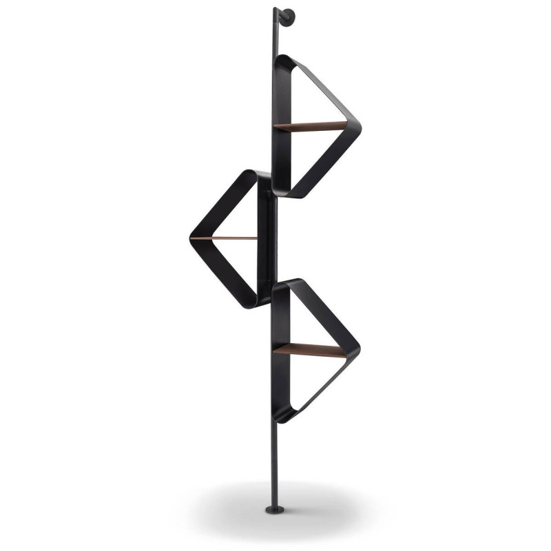 Estantería Vertex vertical con baldas en nogal y estructura metálica 79x24x244 cm