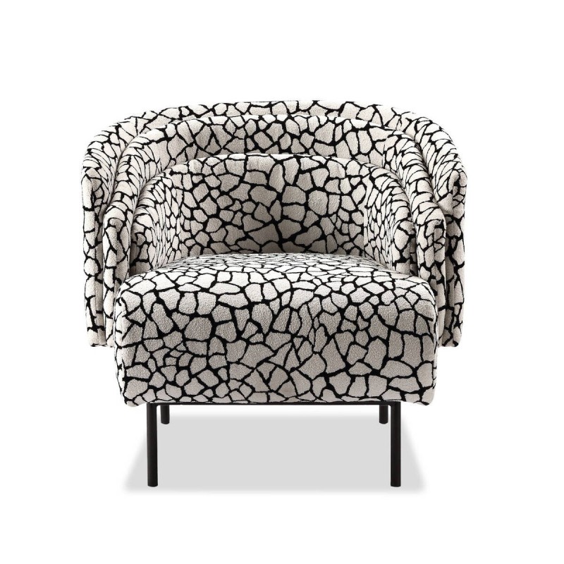 Sillón Savanna estampado blanco y negro con patas metálicas