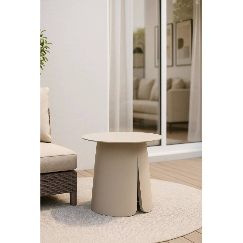 Mesa auxiliar Oris aluminio redonda 45 cm color crema