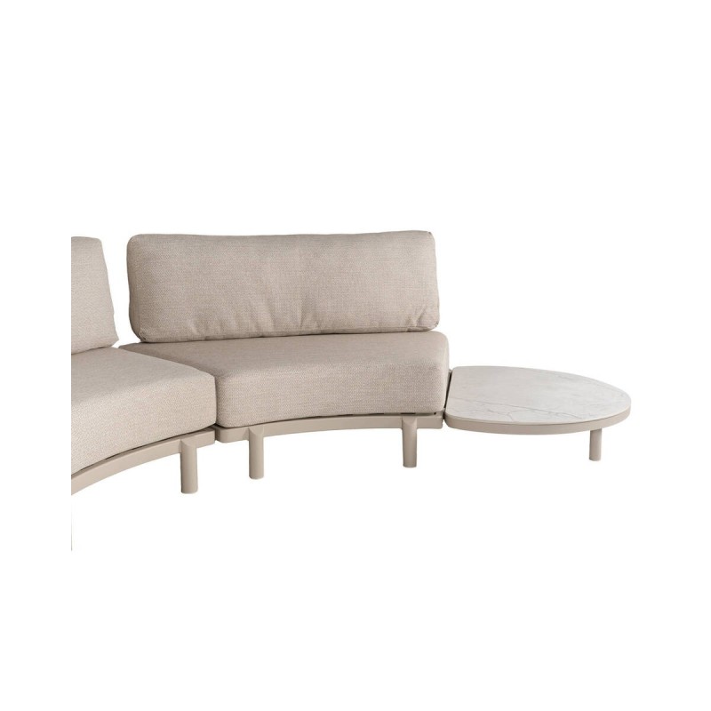 Set modular de exterior Arban de aluminio beige con mesa auxiliar