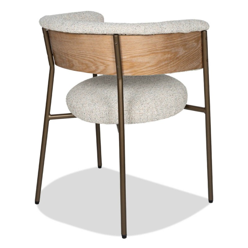 Silla tapizada blanca con patas cobre y respaldo curvo | Muebles Benítez