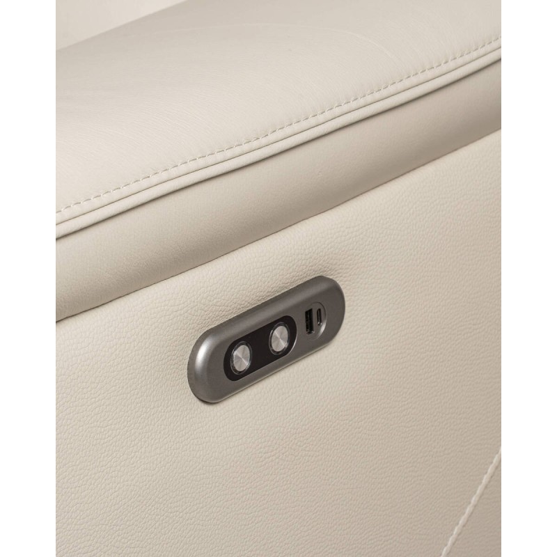 Sofá relax eléctrico 2 plazas Astor en piel beige con reposapies extensible