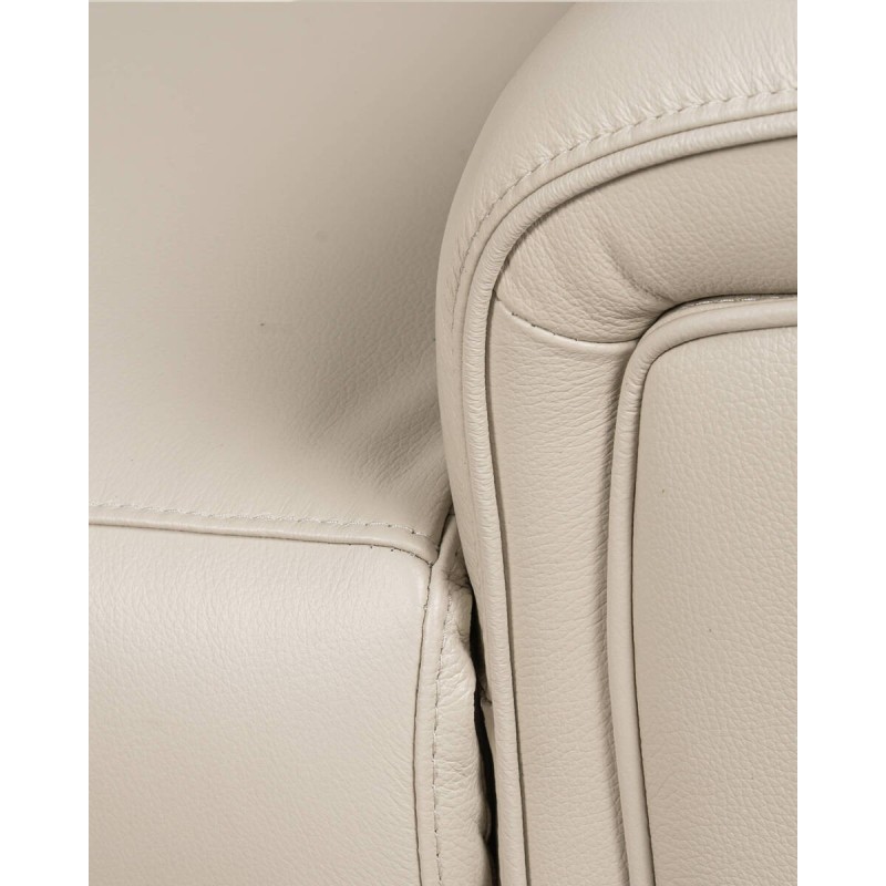 Sofá relax eléctrico 2 plazas Astor en piel beige con reposapies extensible