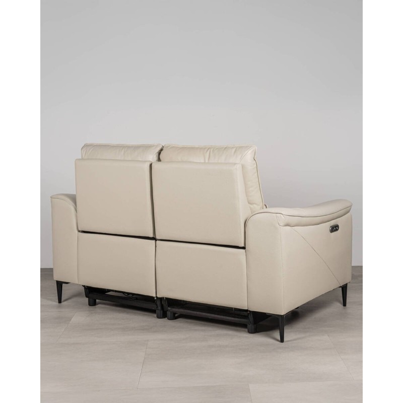 Sofá relax eléctrico 2 plazas Astor en piel beige con reposapies extensible