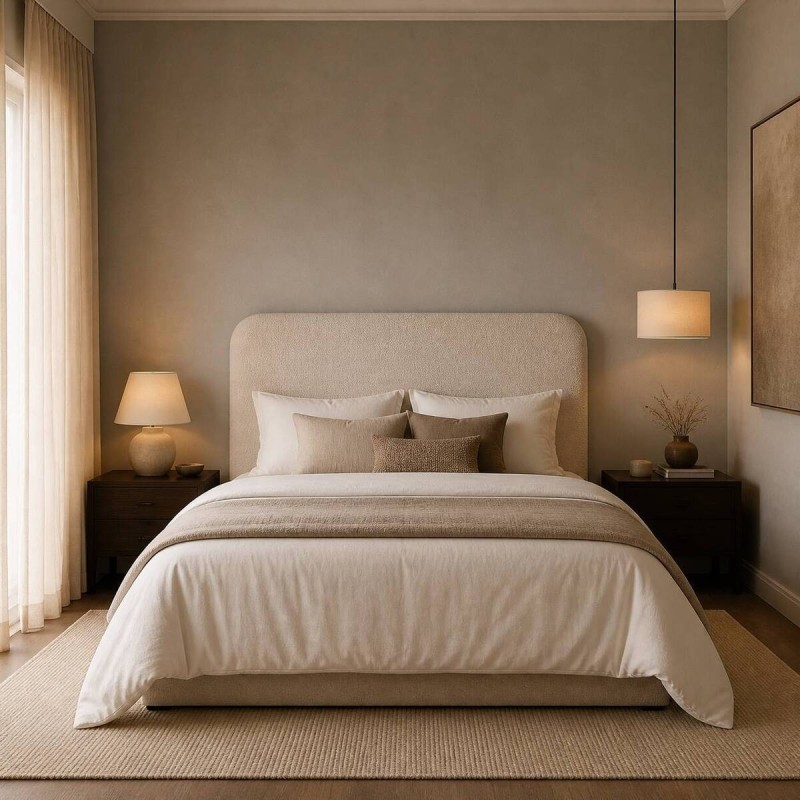 Cabecero Barkly bouclé beige tostado para cama 180 cm