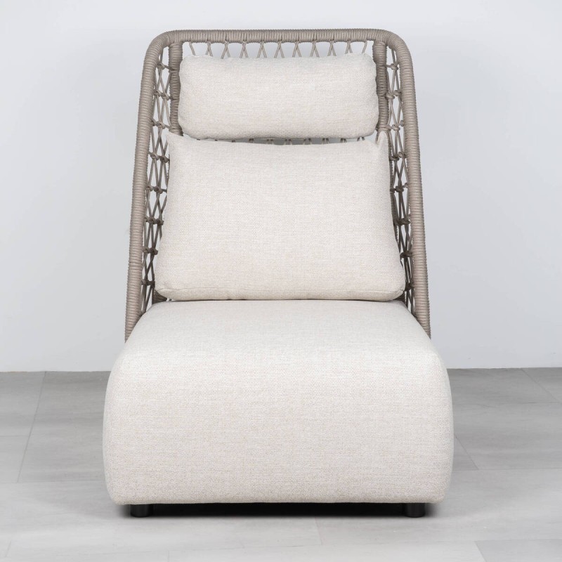 Sillón Vireo Exterior Aluminio Gris Seda y Cuerda Alto Respaldo