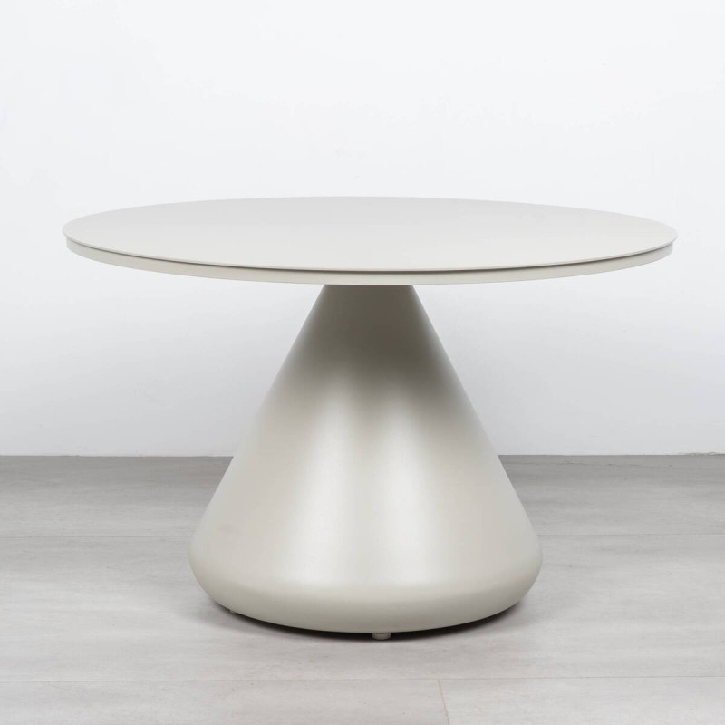 Mesa Auxiliar Saita Aluminio Gris Seda Redonda 71 cm